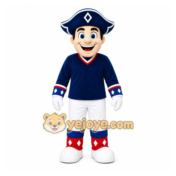 Blue Pirate Mascot Costume with Custom Logo
