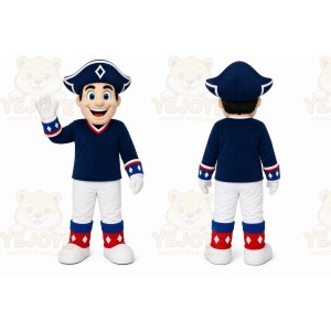 Blue Pirate Mascot Costume with Custom Logo