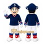 Blue Pirate Mascot Costume with Custom Logo