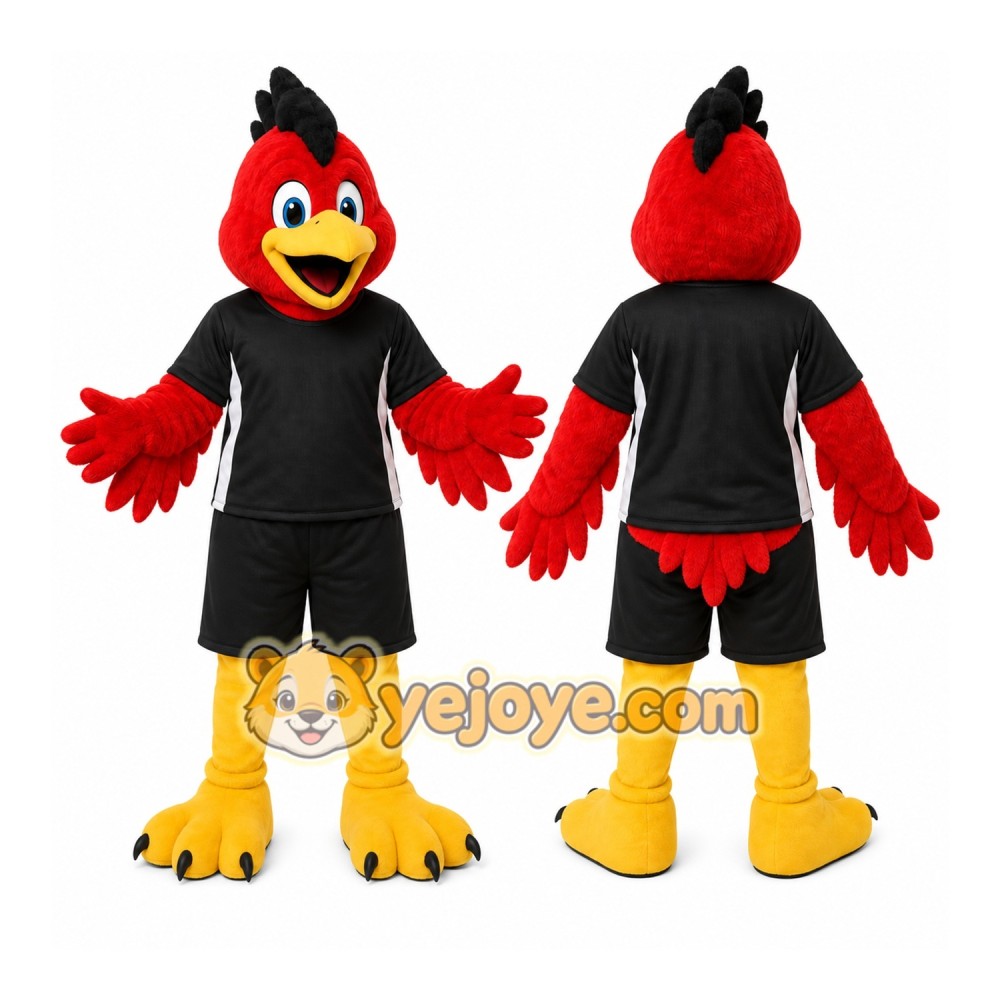 Red Bird Mascot Costume with Custom Logo
