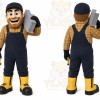Yellow Construction Worker Mascot Costume with Custom Logo