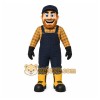 Yellow Construction Worker Mascot Costume with Custom Logo Yellow Construction Worker Mascot Costume with Custom Logo