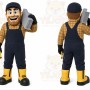 Yellow Construction Worker Mascot Costume with Custom Logo