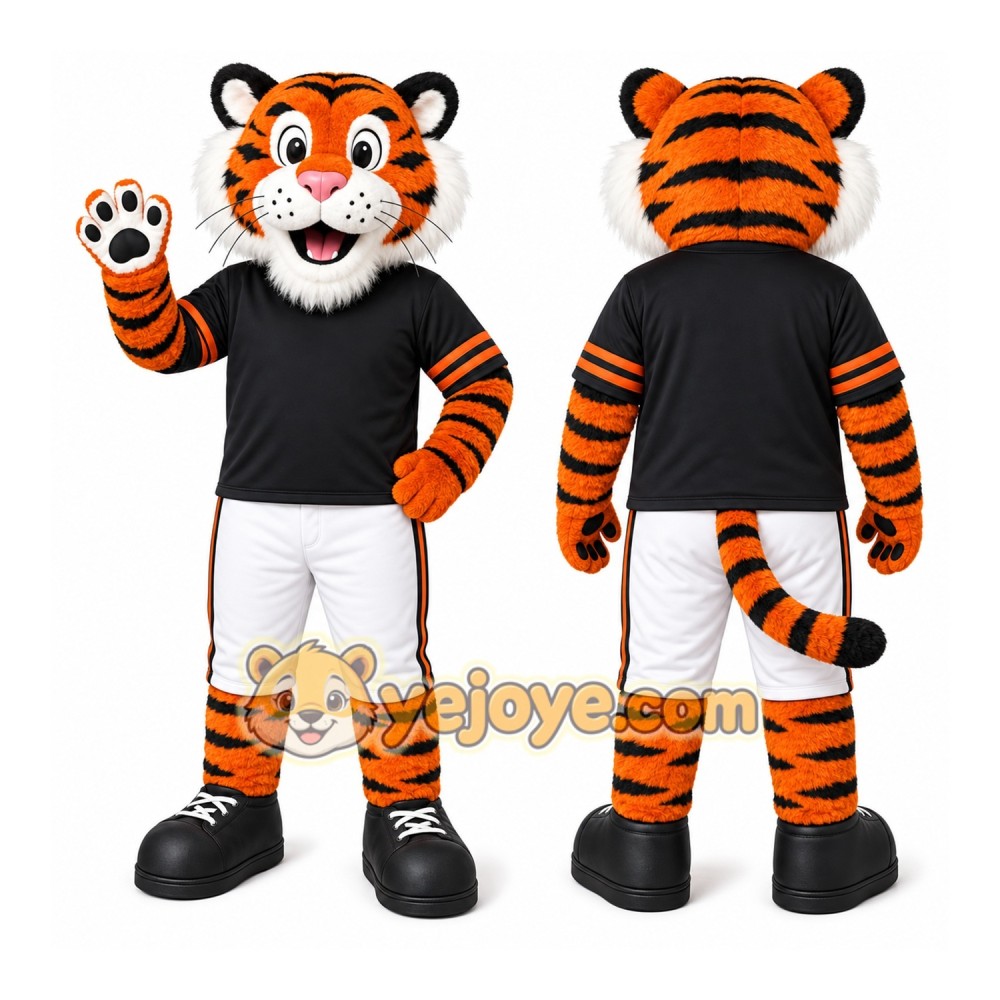 Orange Tiger Mascot Costume with Custom Logo Orange Tiger Mascot Costume with Custom Logo