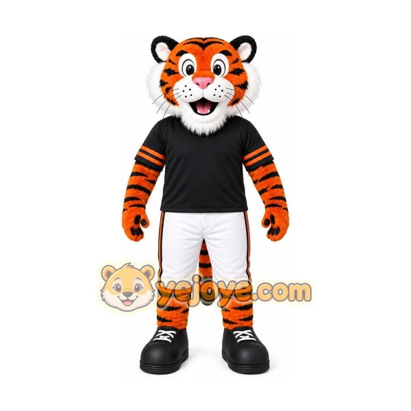 Orange Tiger Mascot Costume with Custom Logo
