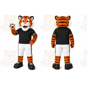 Orange Tiger Mascot Costume with Custom Logo