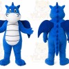 Blue Dragon Mascot Costume with Custom Logo