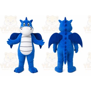 Blue Dragon Mascot Costume with Custom Logo