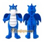 Blue Dragon Mascot Costume with Custom Logo