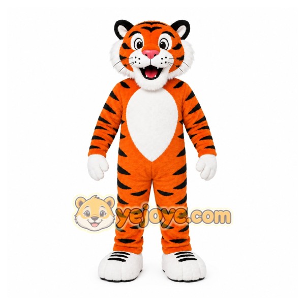 Orange Tiger Mascot Costume with Custom Logo