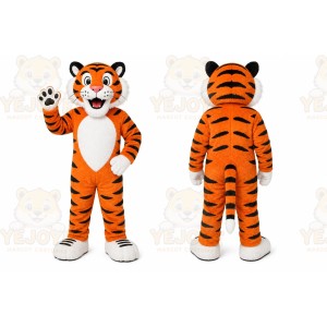 Orange Tiger Mascot Costume with Custom Logo