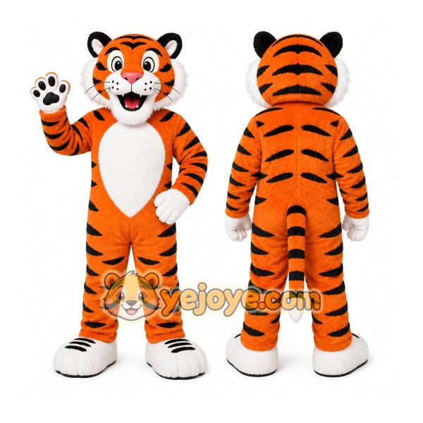 Orange Tiger Mascot Costume with Custom Logo
