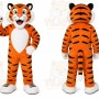 Orange Tiger Mascot Costume with Custom Logo
