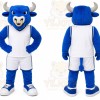 Blue Bull Mascot Costume with Custom Logo