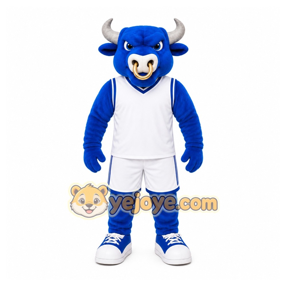 Blue Bull Mascot Costume with Custom Logo Blue Bull Mascot Costume with Custom Logo