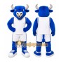 Blue Bull Mascot Costume with Custom Logo