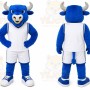 Blue Bull Mascot Costume with Custom Logo