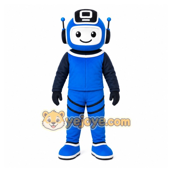 Blue Robot Mascot Costume with Custom Logo Blue Robot Mascot Costume with Custom Logo
