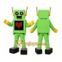 Green Robot Mascot Costume with Custom Logo