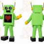 Green Robot Mascot Costume with Custom Logo