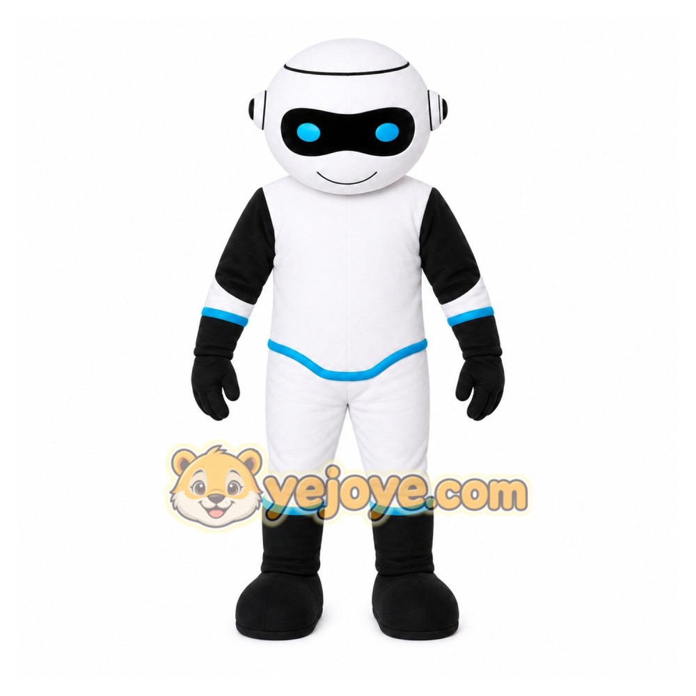 White Robot Mascot Costume with Custom Logo White Robot Mascot Costume with Custom Logo