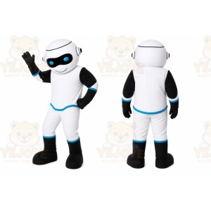 White Robot Mascot Costume with Custom Logo