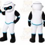 White Robot Mascot Costume with Custom Logo