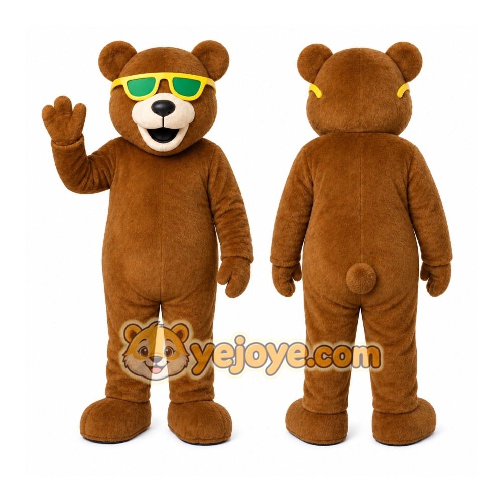 Brown Bear Mascot Costume with Custom Logo Brown Bear Mascot Costume with Custom Logo