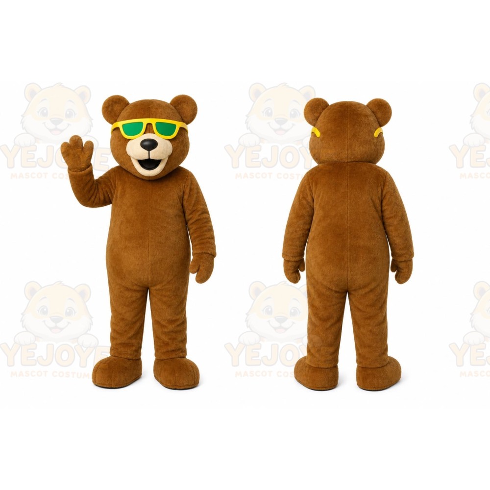Brown Bear Mascot Costume with Custom Logo