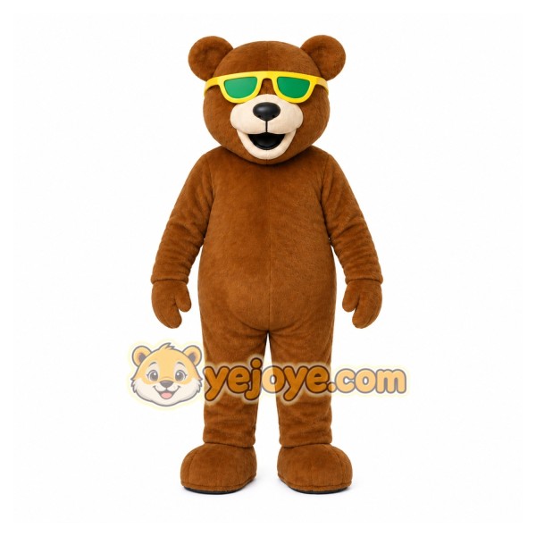 Brown Bear Mascot Costume with Custom Logo