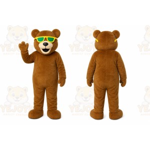 Brown Bear Mascot Costume with Custom Logo