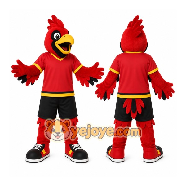 Red Bird Mascot Costume with Custom Logo