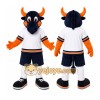 Black Bull Mascot Costume with Custom Logo