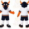 Black Bull Mascot Costume with Custom Logo