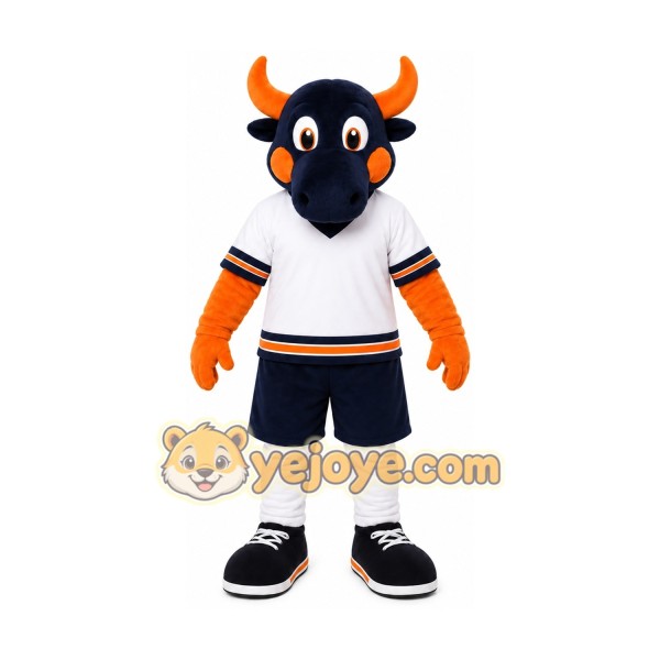 Black Bull Mascot Costume with Custom Logo Black Bull Mascot Costume with Custom Logo