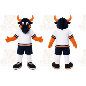Black Bull Mascot Costume with Custom Logo