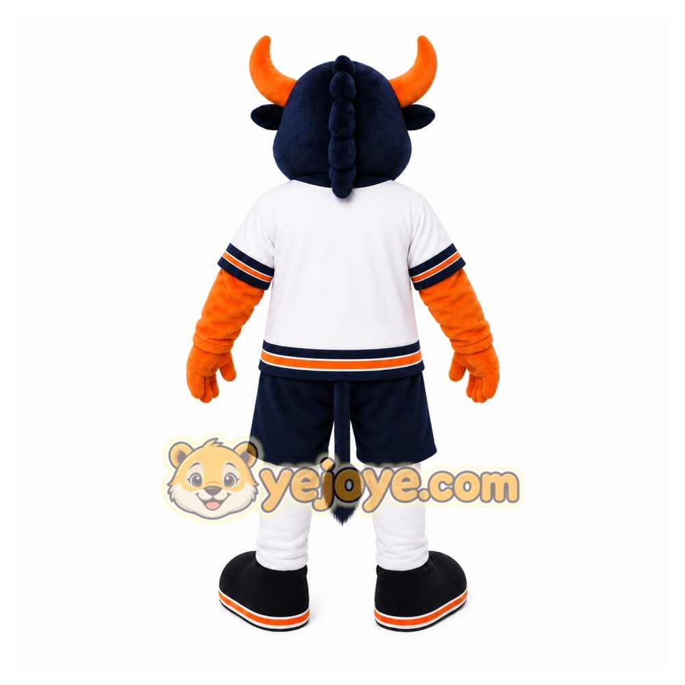Black Bull Mascot Costume with Custom Logo