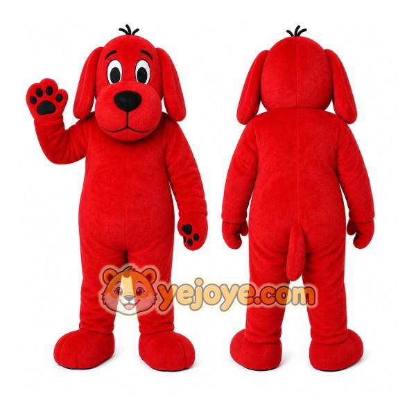 Red Dog Mascot Costume with Custom Logo