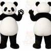 Black Panda Mascot Costume with Custom Logo