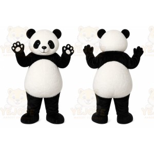 Black Panda Mascot Costume with Custom Logo