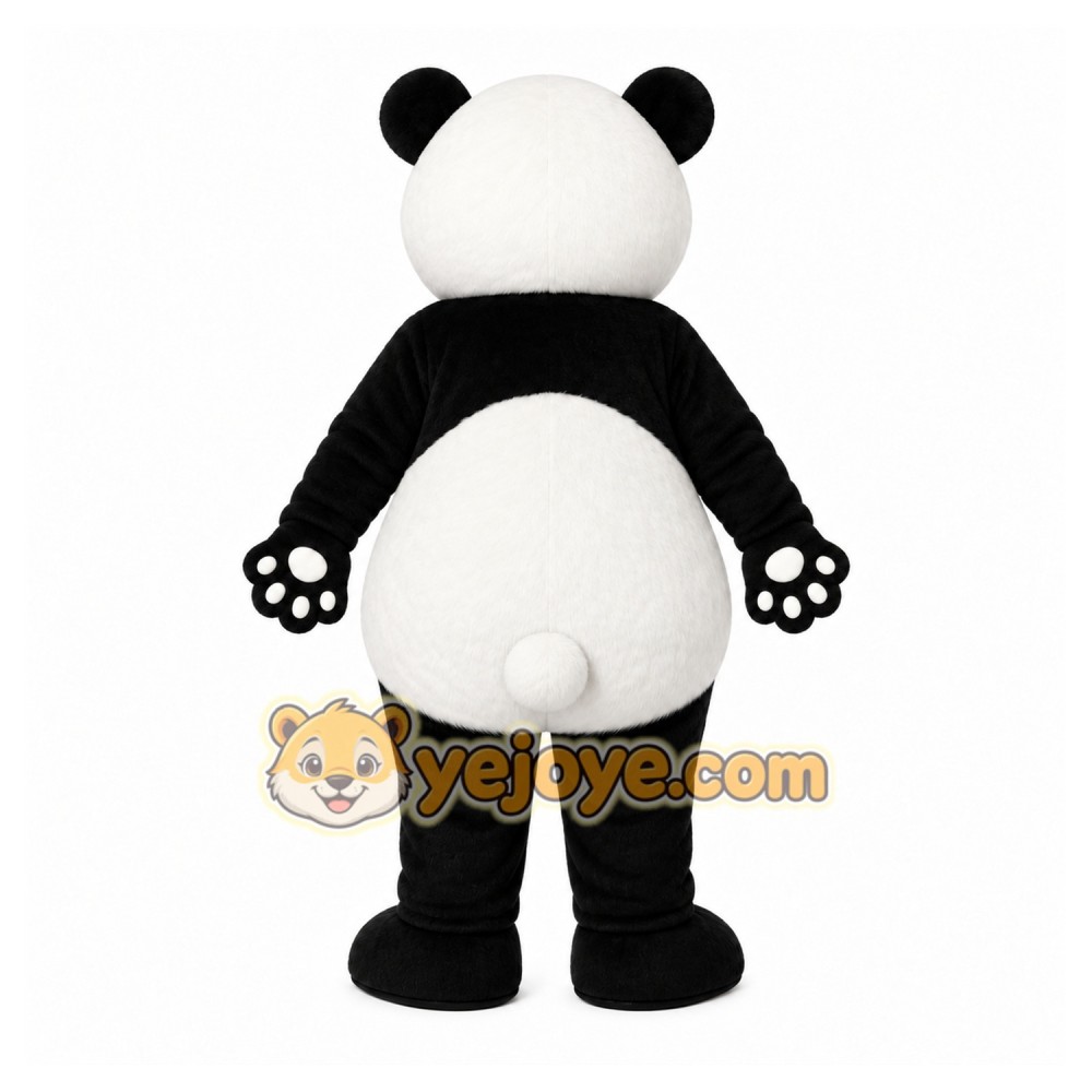 Black Panda Mascot Costume with Custom Logo Black Panda Mascot Costume with Custom Logo