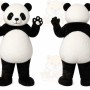 Black Panda Mascot Costume with Custom Logo