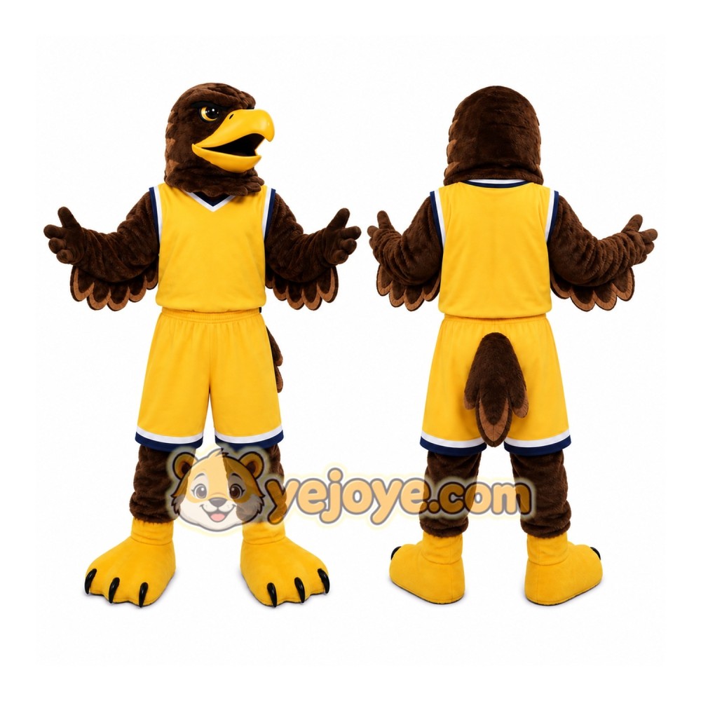 Yellow Eagle Mascot Costume with Custom Logo