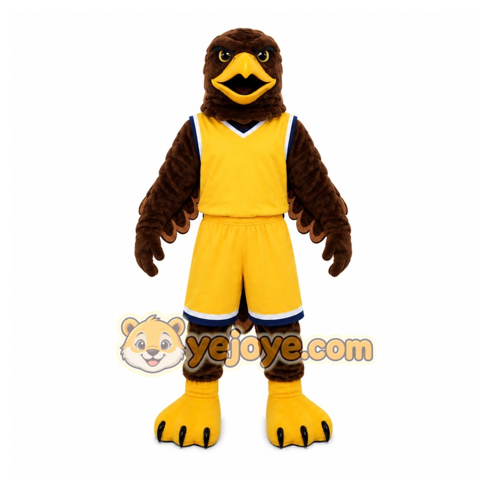 Yellow Eagle Mascot Costume with Custom Logo