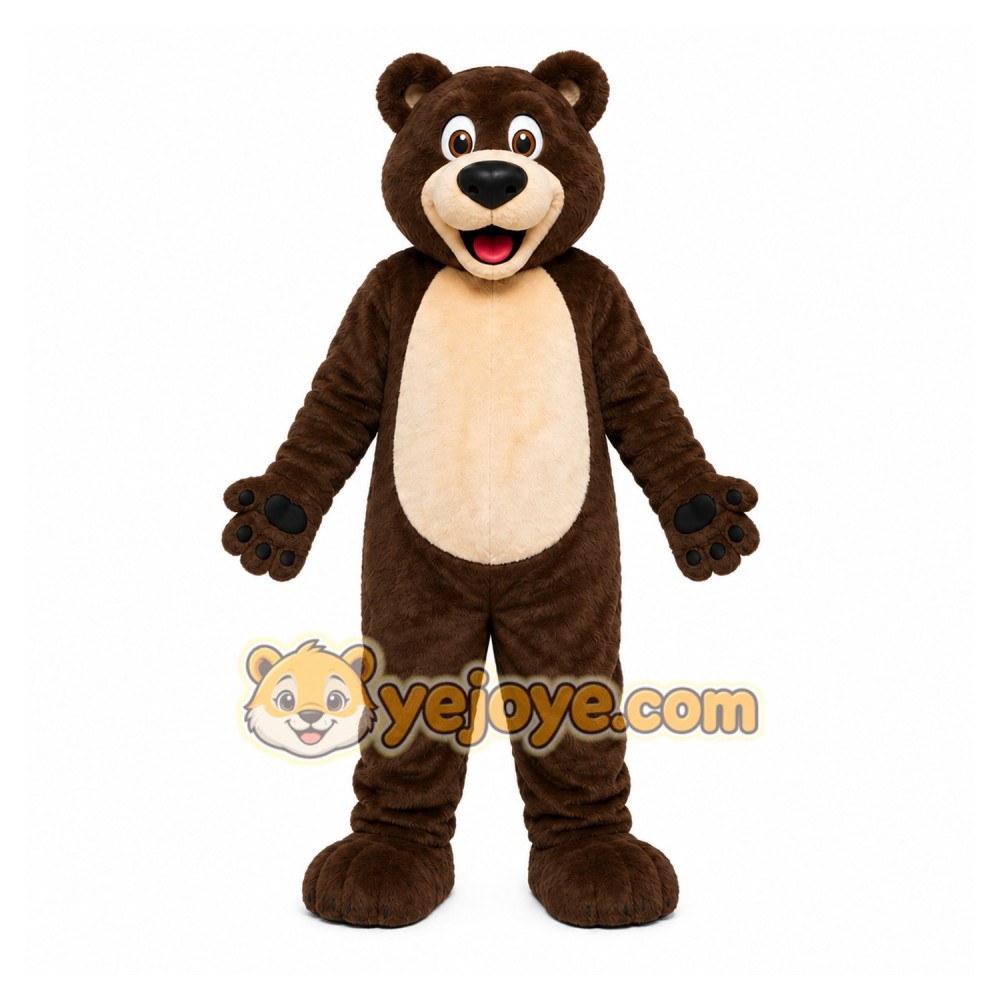 Brown Bear Mascot Costume with Custom Logo Brown Bear Mascot Costume with Custom Logo
