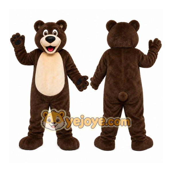 Brown Bear Mascot Costume with Custom Logo