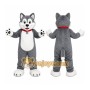 Gray Dog Mascot Costume with Custom Logo