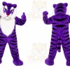 Purple Tiger Mascot Costume with Custom Logo