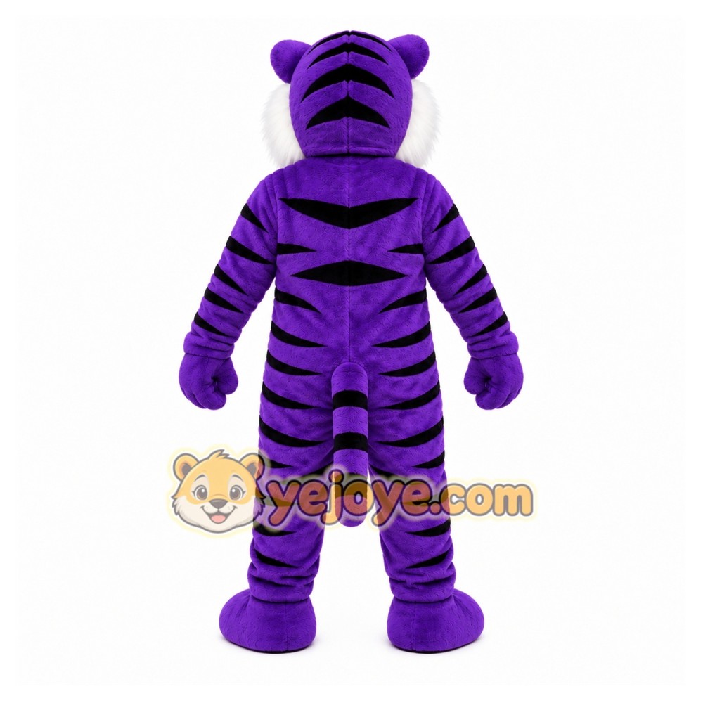 Purple Tiger Mascot Costume with Custom Logo Purple Tiger Mascot Costume with Custom Logo