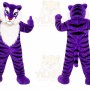 Purple Tiger Mascot Costume with Custom Logo